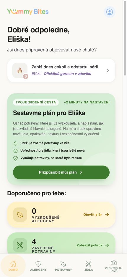Obrazovka hlavního panelu