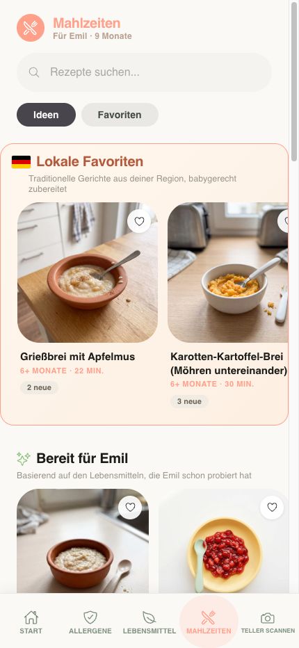 Rezepte Bildschirm